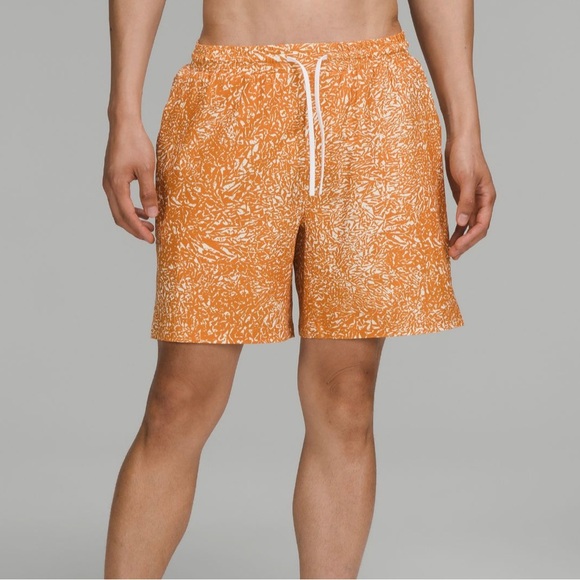 Lululemon Pool Short 7” NWT Size Small (Crunch Max Lemon Sorbet Autumn Orange) - Picture 13 of 14